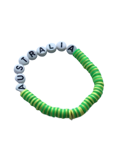Small Australia bracelet- coloured with green and yellow