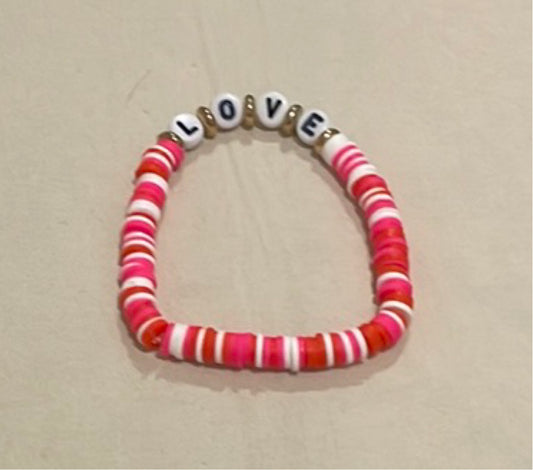 Red, white and pink love bracelet